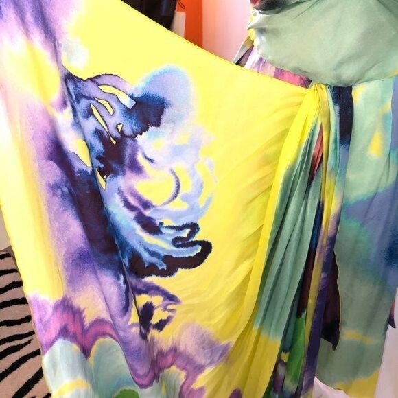 Christian Lacroix Dress Womens Size 6 Tie Dye Effect Silk Strapless Sash Waist - Picture 14 of 14